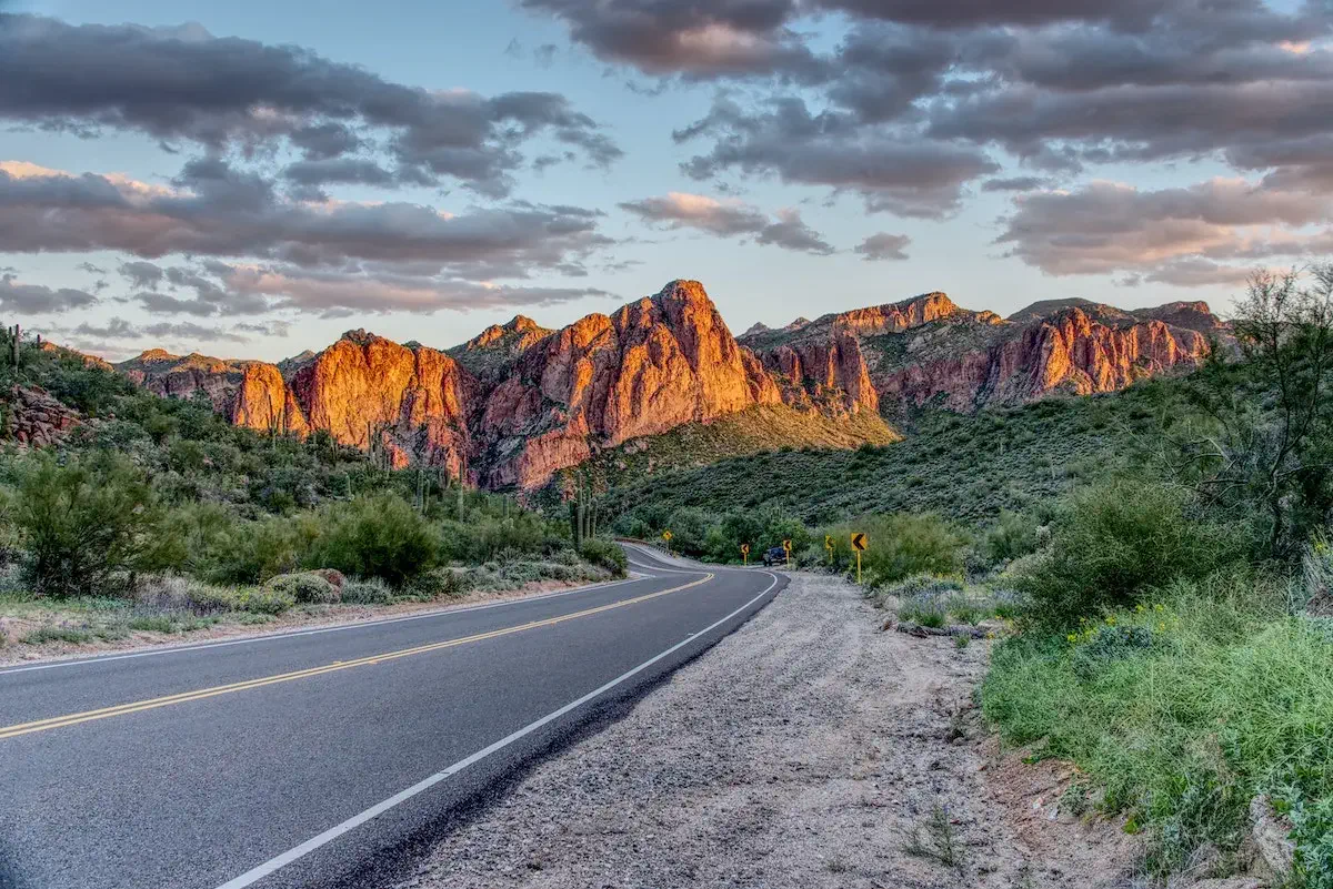 scenic road winding through Arizona